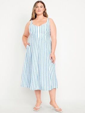 Old Navy Sleeveless Linen Blend Midi Dress